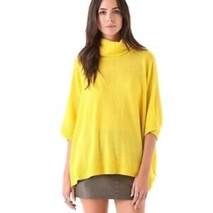 DIANE von FURSTENBERG Jasswinder Cashmere Sweater Large Boxy Turtleneck Yellow